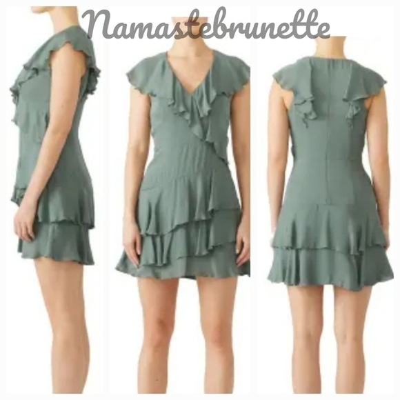 NWT $348 Parker Sage Green Ruffled Tiered Dress, Size 2 - Picture 5 of 14